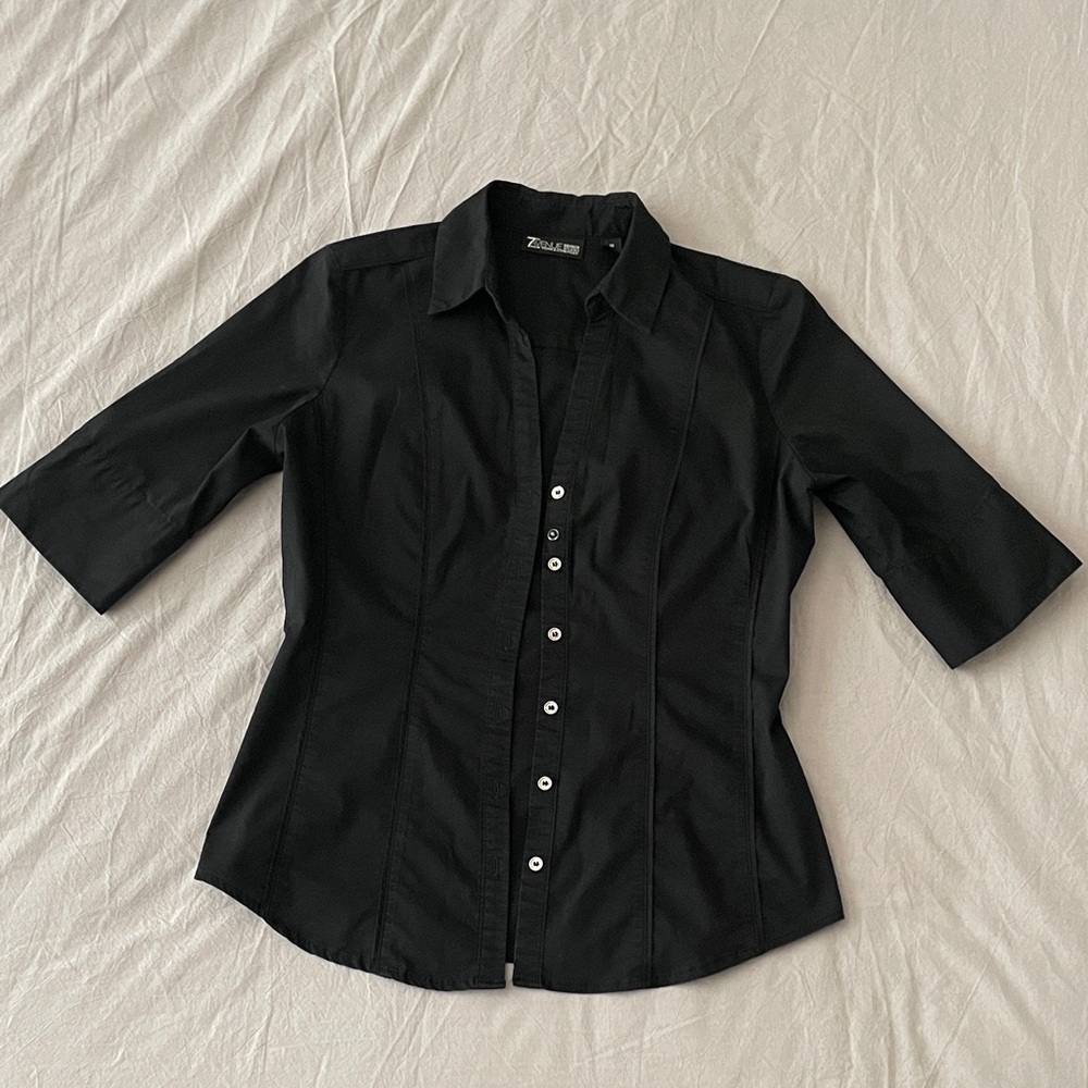 Black 3/4 Sleeve Button-Up Shirt XS